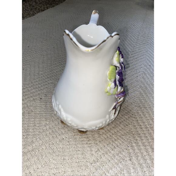 Ornate Victorian Capodimonte Style Pitcher Purple Floral 3D Design Vintage Set - Picture 9 of 12